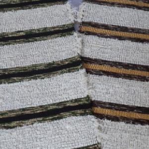 Beira cama de algodão listrado de linha e chenile 70x120cm Ref.022