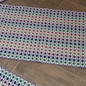 Jogo fio de algodão indiano 3 peças 2 tapetes 45x75cm e 1passadeira de 45×1,45m várias cores Ref.084