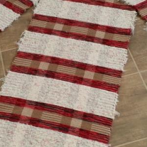  PRODUTOS COMO COMPRAR FALE CONOSCO Jogo de algodão listrado com fio de chenile 3 peças 1 de 50x150cm e 2 de 50x80cm Ref.063