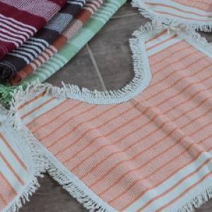 Jogo para banheiro fio de algodão listrado 3 peças Ref.049