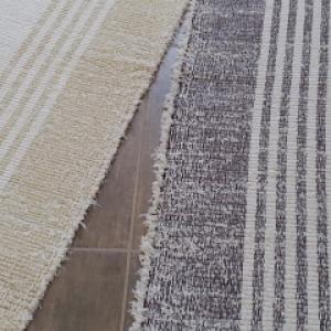 Beira cama de algodão listrado 80×1,5m nas cores: marrom,mostarda,vermelho,preto e telha Ref.023